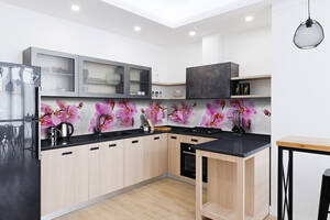 Наклейка на скинали Zatarga на кухню «Орхидея Сакраменто» 650х2500 мм виниловая 3Д наклейка кухонный фартук самоклеящ...