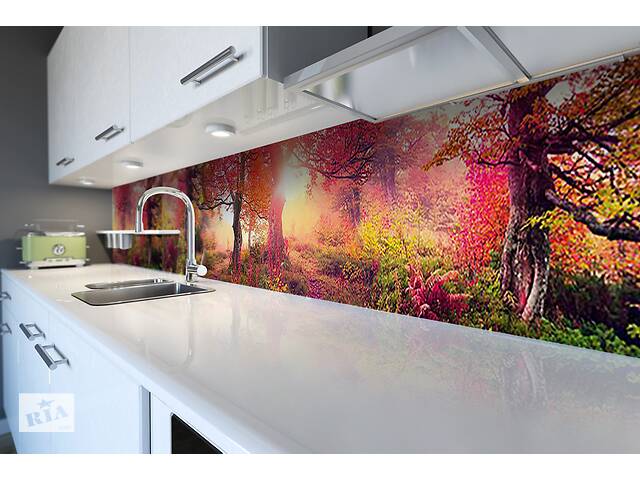 Наклейка на скинали Zatarga на кухню «Осенний сад лес» 600х3000 мм виниловая 3Д наклейка кухонный фартук самоклеящаяс... - Фото 6