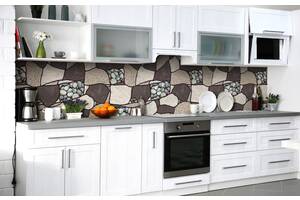 Наклейка на скинали Zatarga на кухню «Песчаная мозаика» 650х2500 мм виниловая 3Д наклейка кухонный фартук самоклеящаяся