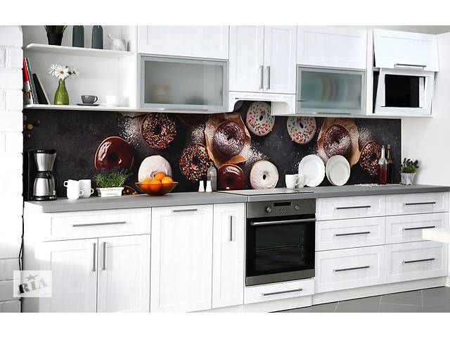 Наклейка на скинали Zatarga на кухню «Пончики в глазури» 600х2500 мм виниловая 3Д наклейка кухонный фартук самоклеящаяся