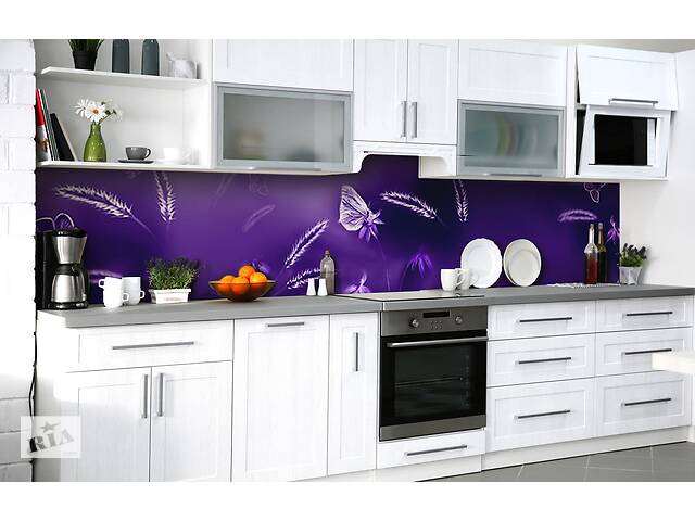 Наклейка на скинали Zatarga на кухню «Пурпурная абстракция» 600х2500 мм виниловая 3Д наклейка кухонный фартук