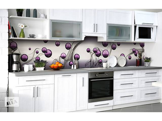 Наклейка на скинали Zatarga на кухню «Пурпурные бусины» 600х2500 мм виниловая 3Д наклейка кухонный фартук самоклеящаяся