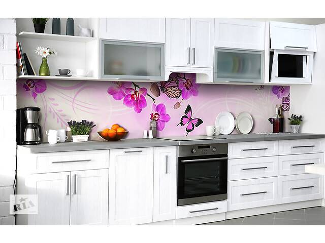 Наклейка на скинали Zatarga на кухню «Пурпурные крылья» 650х2500 мм виниловая 3Д наклейка кухонный фартук самоклеящаяся