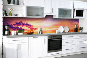 Наклейка на скинали Zatarga на кухню «Пылающий закат» 600х2500 мм виниловая 3Д наклейка кухонный фартук самоклеящаяся