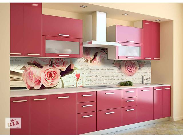 Наклейка на скіналі Zatarga на кухню «Лист і Троянди» 600х2500 мм вінілова 3Д наклейка кухонний фартух