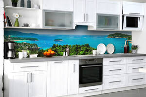 Наклейка на скинали Zatarga на кухню «Райские воды» 600х2500 мм виниловая 3Д наклейка кухонный фартук самоклеящаяся