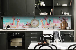 Наклейка на скинали Zatarga на кухню «Розовое настроение» 600х2500 мм виниловая 3Д наклейка кухонный фартук самоклеящ...