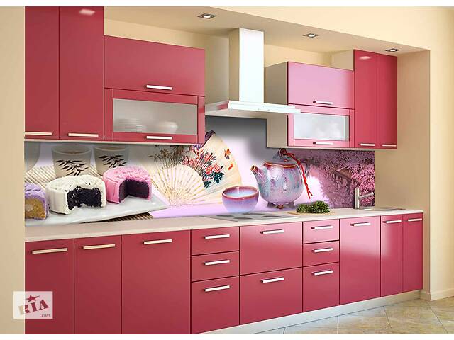 Наклейка на скинали Zatarga на кухню «Розовые Сакуры» 600х3000 мм виниловая 3Д наклейка кухонный фартук самоклеящаяся...