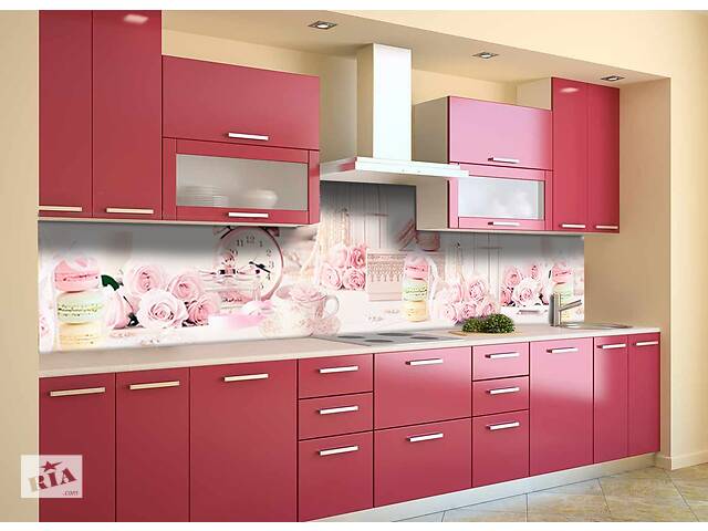 Наклейка на скинали Zatarga на кухню «Розовый Ажур» 600х3000 мм виниловая 3Д наклейка кухонный фартук самоклеящаяся Z... - Фото 1