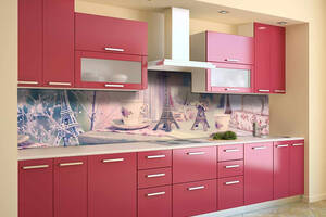 Наклейка на скинали Zatarga на кухню «Розовый Париж» 650х2500 мм виниловая 3Д наклейка кухонный фартук самоклеящаяся...
