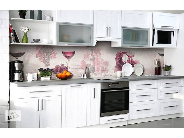 Наклейка на скинали Zatarga на кухню «Розовый виноград» 650х2500 мм виниловая 3Д наклейка кухонный фартук самоклеящаяся