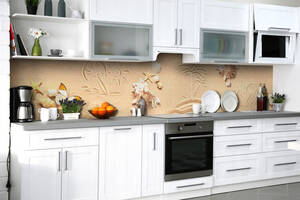 Наклейка на скинали Zatarga на кухню «Рисунки на песке» 600х2500 мм виниловая 3Д наклейка кухонный фартук самоклеящаяся