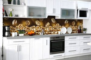 Наклейка на скинали Zatarga на кухню «Шик золотого зерна» 600х2500 мм виниловая 3Д наклейка кухонный фартук самоклеящ...