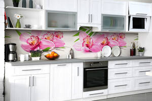 Наклейка на скинали Zatarga на кухню «Сон орхидеи» 600х2500 мм виниловая 3Д наклейка кухонный фартук самоклеящаяся
