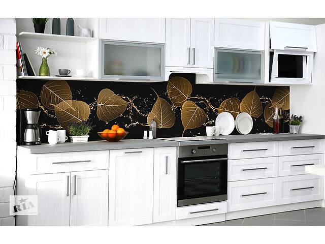 Наклейка на скинали Zatarga на кухню «Танец листев и дождя» 600х3000 мм виниловая 3Д наклейка кухонный фартук