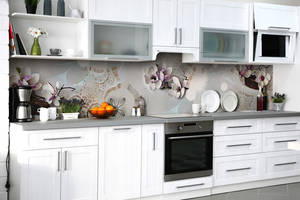 Наклейка на скинали Zatarga на кухню «Тоскливые орхидеи» 600х3000 мм виниловая 3Д наклейка кухонный фартук самоклеящаяся