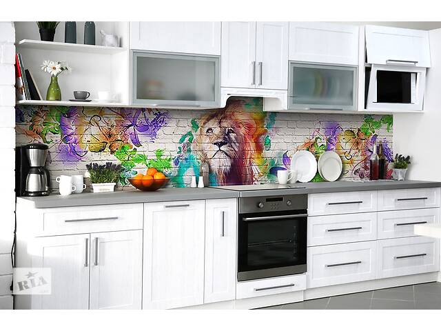Наклейка на скинали Zatarga на кухню «Царь зверей» 650х2500 мм виниловая 3Д наклейка кухонный фартук самоклеящаяся