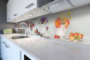 Наклейка на скіналі Zatarga на кухню «Квіткові букети» 600х3000 мм вінілова 3Д наклейка кухонний фартух.