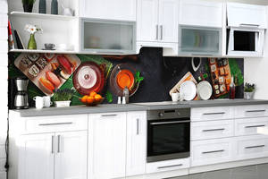 Наклейка на скинали Zatarga на кухню «Идеальный сэт» 600х2500 мм виниловая 3Д наклейка кухонный фартук самоклеящаяся