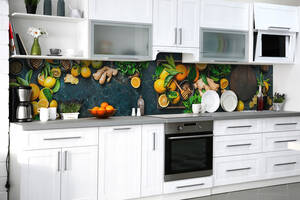 Наклейка на скинали Zatarga на кухню «Имбирь и фрукты» 600х2500 мм виниловая 3Д наклейка кухонный фартук самоклеящаяся