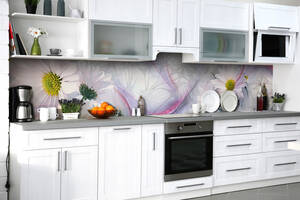 Наклейка на скинали Zatarga на кухню «Изумление хризантемы» 600х2500 мм виниловая 3Д наклейка кухонный фартук