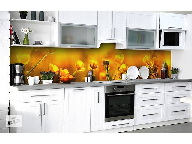 Наклейка на скинали Zatarga на кухню «Жёлтые надежды» 600х2500 мм виниловая 3Д наклейка кухонный фартук самоклеящаяся