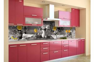 Наклейка на скіналі Zatarga на кухню «Жовтий акцент» 600х3000 мм вінілова 3Д наклейка кухонний фартух