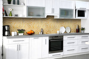 Наклейка на скинали Zatarga на кухню «Золотые лабиринты» 600х3000 мм виниловая 3Д наклейка кухонный фартук самоклеящаяся