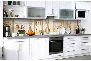 Наклейка на скинали Zatarga на кухню «Золотые надежды» 600х3000 мм виниловая 3Д наклейка кухонный фартук самоклеящаяся