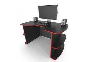 Стол геймерский ZEUS Floki-2 черный/красный с вырезом