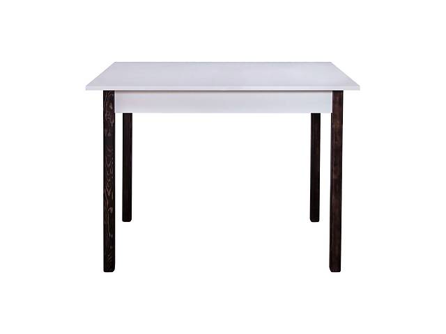 Стол кухонный с деревянными ножками М2 (ширина 1100 мм) МАКСИ МЕБЕЛЬ Белая гладкая (5102373)