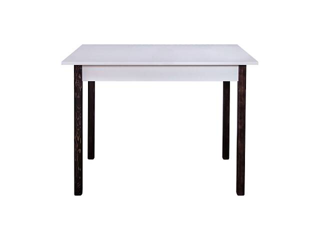 Стол кухонный с деревянными ножками М2 (ширина 800 мм) МАКСИ МЕБЕЛЬ Белая гладкая (5102375)