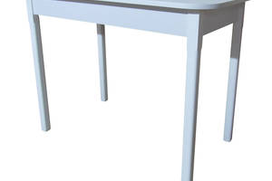 Стол кухонный с деревянными ножками (ширина 1000 мм) МАКСИ МЕБЕЛЬ Белая гладкая (11839)