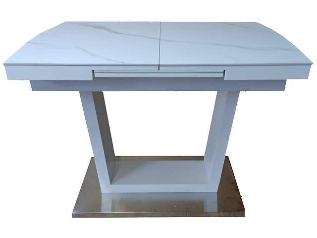 Стіл обідній розкладний кераміка з МДФ білий DAOSUN DT 8073 small