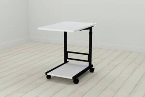 Стол приставной Ferrum-decor Френу 62x40x60 металл Черный ДСП Белое 16мм (FRE0001)