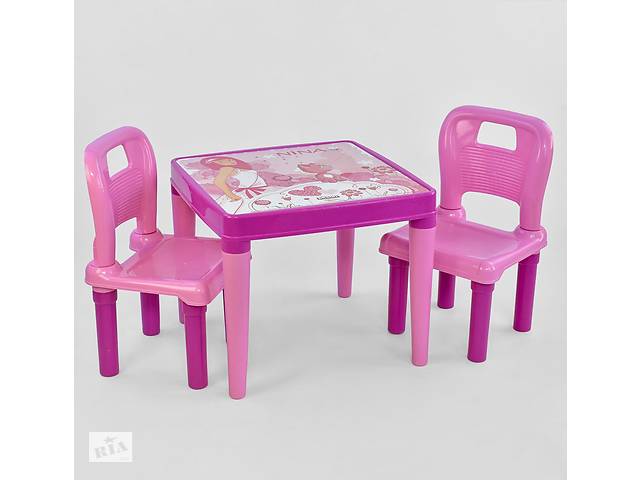 Стол с двумя стульчиками пластиковые для детей 03-414 , цвет розовый