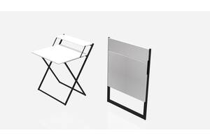 Стол трансформер Компакт 2 Ferrum-decor 750x790x720 Черный металл ДСП Белый 16 мм (KOM201)