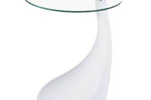 Столик дизайнерский журнальный SDM Перла пластик столешница круглая стекло 50 см Белый (hub_2qzk5i)