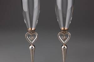 Свадебные бокалы на металлической ножке Сердце 2 шт 200 мл 27 см 1013G Купи уже сегодня!