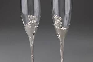 Свадебные бокалы на металлической ножке Veronese 2 шт 27 см 1001G Купи уже сегодня!