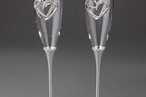 Свадебные подарочные бокалы на металлической ножке Два Сердца 26 см в наборе 2 шт 1005G Купи уже сегодня!