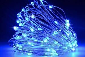 Светодиодная гирлянда нить Led Капли росы на 100 светодиодов 10 м Синий