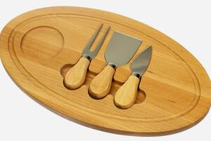Сырная деревянная доска+ножи Wood 35х20 см 18601-004 Купи уже сегодня!