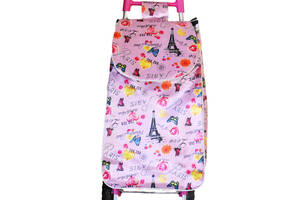 Тачка сумка тележка на колесах кравчучка Stenson MH-1901 Love Paris pink N