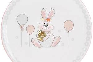 Тарелка керамическая 'Веселый кролик' с золотым яйцом Ø17см