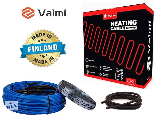 Теплый пол Valmi 2,5 м²-3,1 м² / 500 Вт (25м) тонкий двухжильный нагревательный кабель 20Вт/м под плитку
