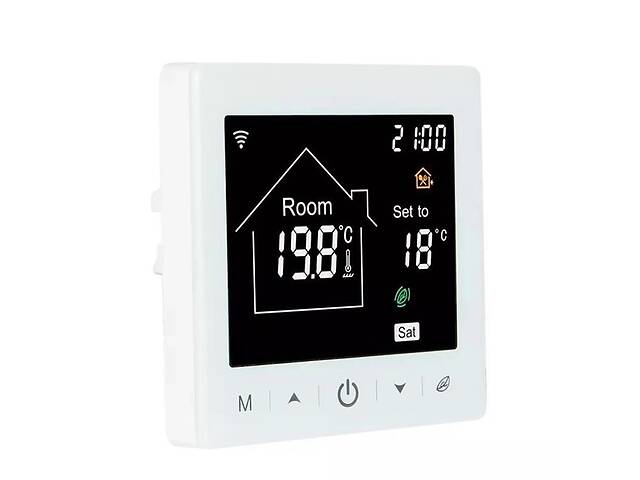 Терморегулятор сенсорный с Wi-Fi SmartHo М2 для теплого пола совместим с TUYA Умный дом Белый (050694) Smarthouse