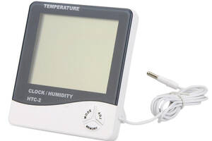 Цифровой термометр часы гигрометр с датчиком HTC-2 Белый (004851)