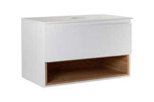 Тумба підвісна Qtap Robin 800х480х470 White/Whitish oak зі стільницею QT1379TPН8001WWO