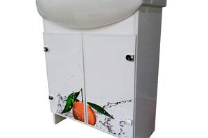 Тумба с умывальником Mikola-M Eco Green light Orange Акцент 65 см Белый